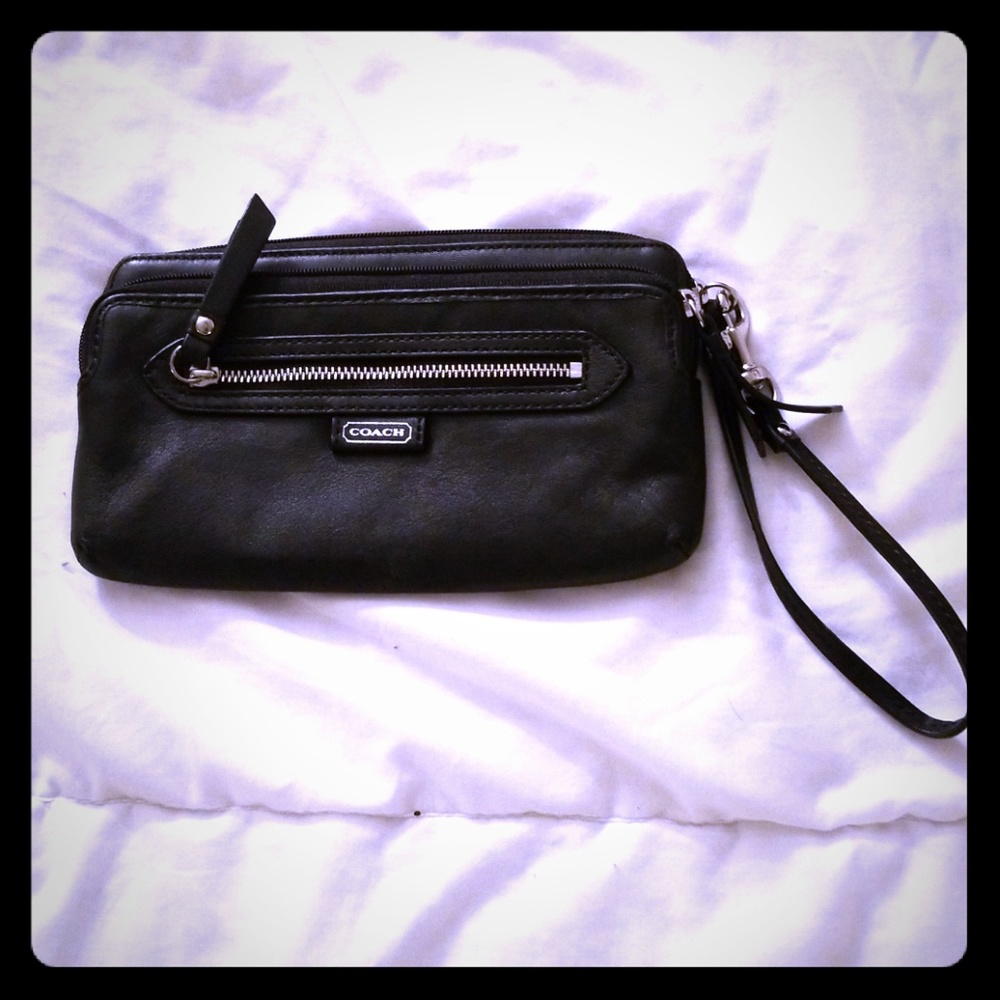 Never used black Coach wristlet purse